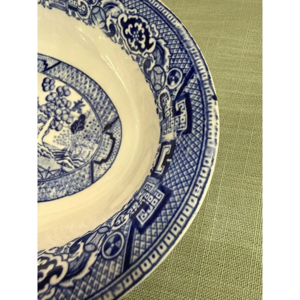 Vintage Homer Laughlin Blue Willow Oval Plate Platter USA L54N6 See Measurements